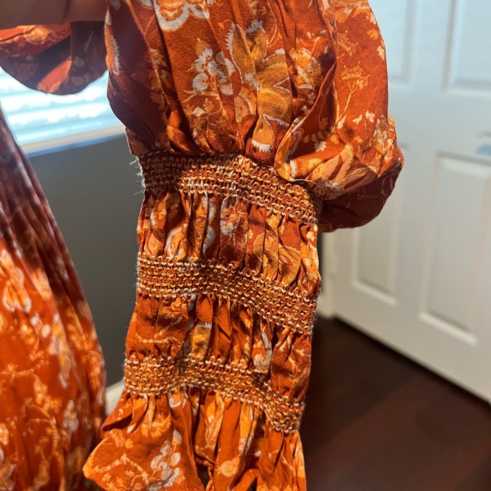 NWT Tiered Free People Rust Floral Maxi Dress. Size Small - Picture 5 of 8